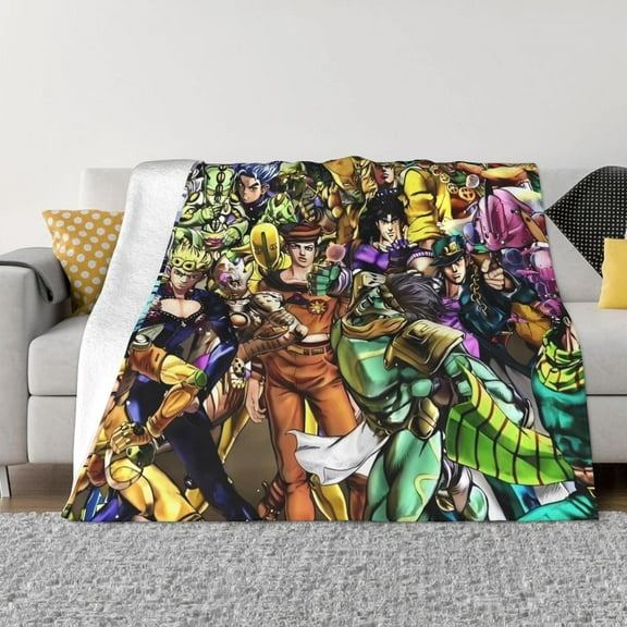Throw Blanket JoJo's Bizarre Adventure Fleece Blanket Ultra Soft Microfiber Cozy Throw for Travel Camping Air Plane All Seasons Bed Throw Home Decor 50"x40"