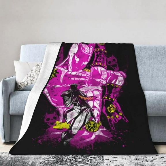 Throw Blanket JoJo's Bizarre Adventure Fleece Blanket Ultra Soft Microfiber Cozy Throw for Travel Camping Air Plane All Seasons Bed Throw Home Decor 50"x40"
