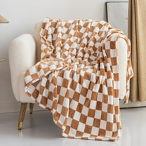 Throw Blanket Khaki Checkerboard Blanket,Single Layer Fleece Sofa Throw,Office Nap Blanket,Lightweight Washable Home Decor Gift Holiday Gifts