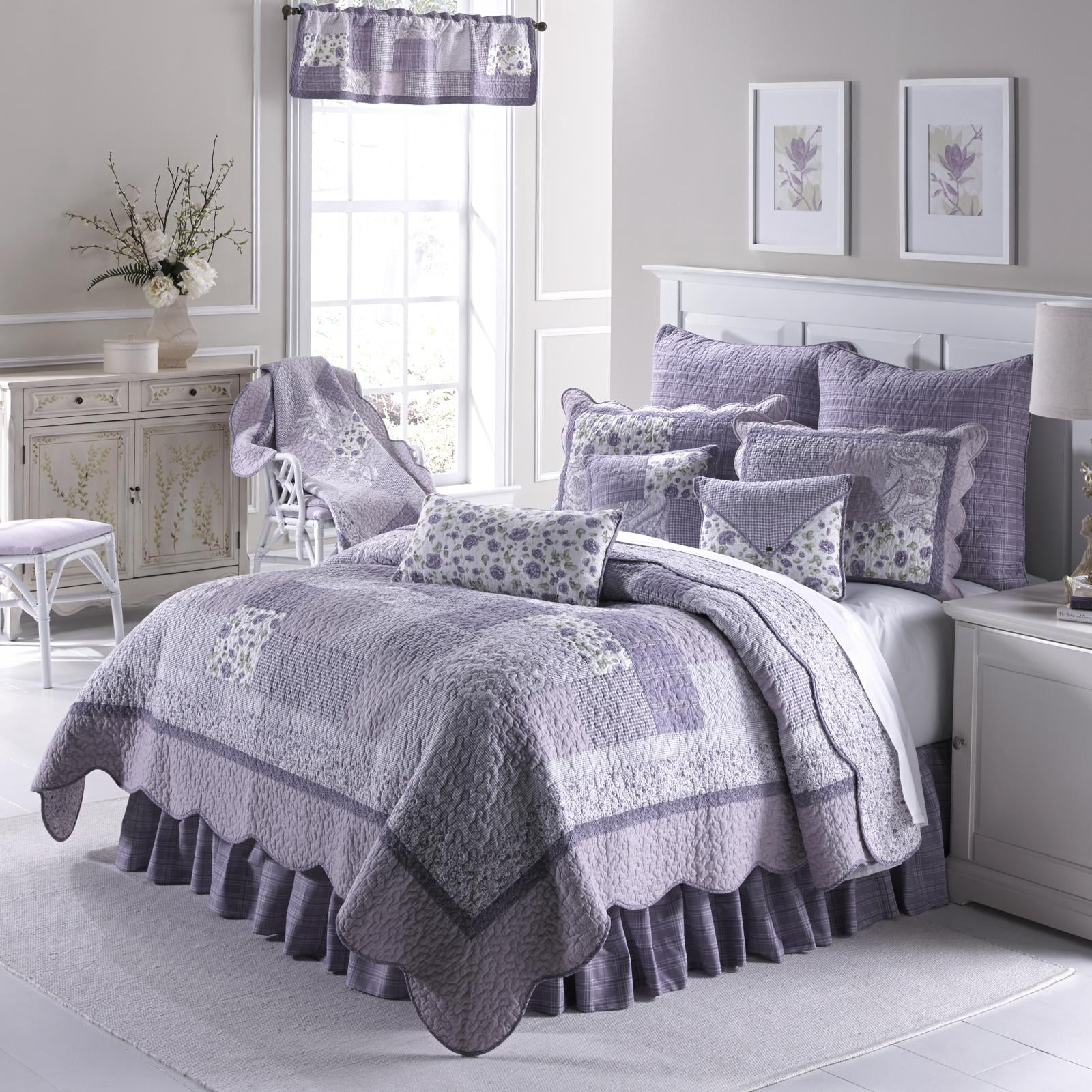  Donna Sharp Throw Blanket - Lavender Rose Cotton Contemporary  Decorative Throw Blanket with Patchwork Pattern : Home & Kitchen