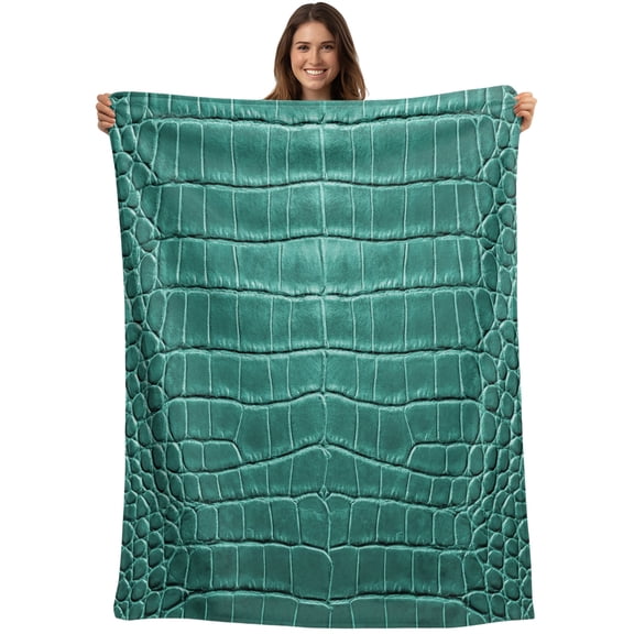 Throw Blanket Leather Texture Blankets and Throws, Luxury Turquoise Blanket for Couch Bed Sofa Chair, Soft Cozy Warm Flannel Fleece Blankets for All Season Home Decor 40x50 Inch