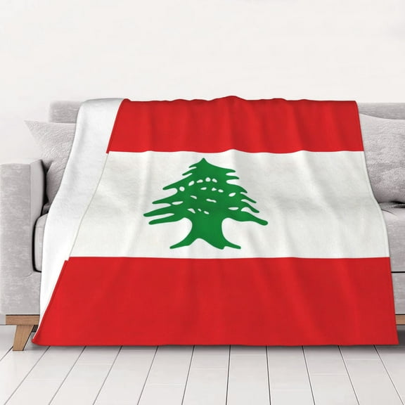 Throw Blanket Lebanese Flag Soft Cozy Fleece Flannel Blanket Home Decor for Couch Sofa Bed 80"x60"