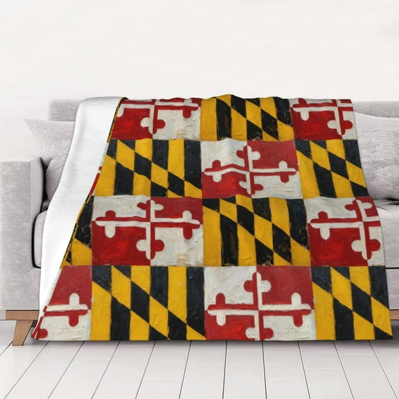 Throw Blanket Maryland-Flag Soft Cozy Fleece Flannel Blanket Home Decor for Couch Sofa Bed 60"x50"