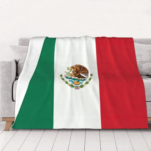 Throw Blanket Mexican Flag Soft Cozy Fleece Flannel Blanket Home Decor for Couch Sofa Bed 40"x30"