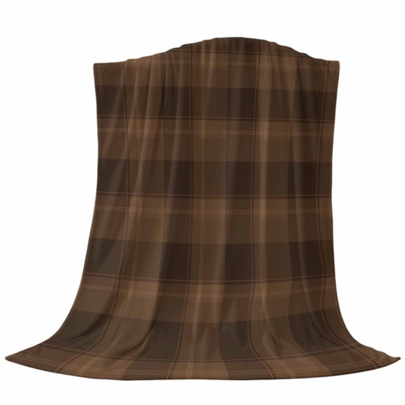 Throw Blanket Minimalist Brown Plaid Tartan,Warm Soft Lightweight Flannel Fleece Blankets Farmhouse Tartan Checkered,Microfiber Throws for Bed Sofa Couch Camping All Seasons Use 30x40In