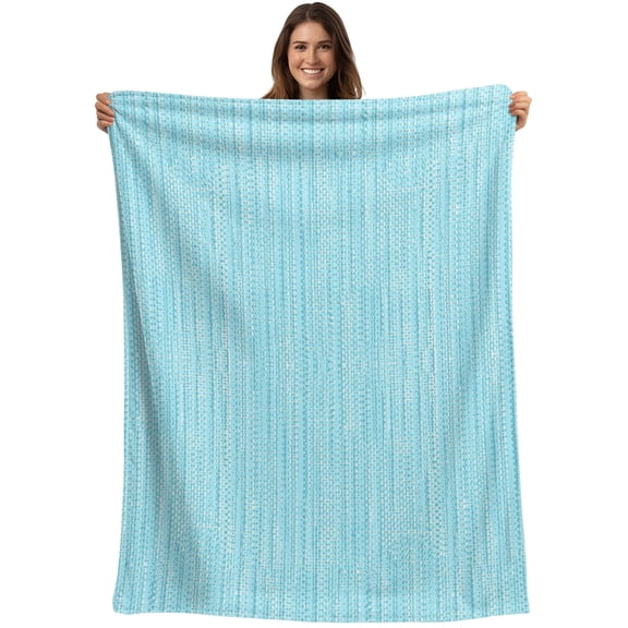 Throw Blanket Mint Blue Linen Weave Texture Blankets and Throws, Solid Color Blanket for Couch Bed Sofa Chair, Soft Cozy Warm Flannel Fleece Blankets for All Season Home Decor 30x40 Inch