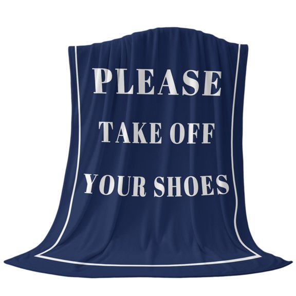 Throw Blanket Modern Lines Take off Your Shoes,Warm Soft Lightweight Flannel Fleece Blankets Dark Blue Background,Microfiber Throws for Bed Sofa Couch Camping All Seasons Use 30x40In