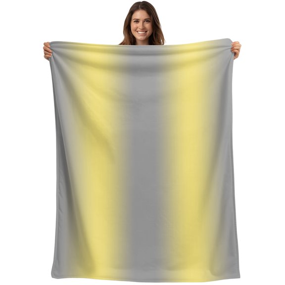 Throw Blanket Ombre Gray Yellow Blankets and Throws, Gradient Color Blanket for Couch Bed Sofa Chair, Soft Cozy Warm Flannel Fleece Blankets for All Season Home Decor 40x50 Inch