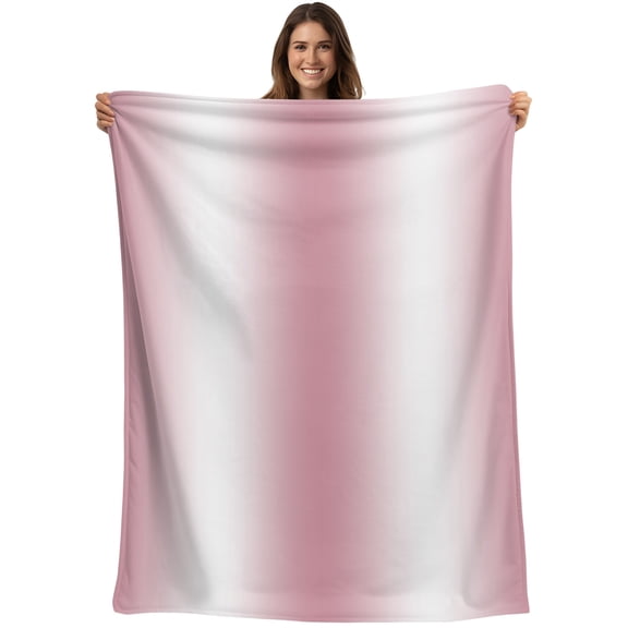 Throw Blanket Ombre Pink Blankets and Throws, Gradient Color Blanket for Couch Bed Sofa Chair, Soft Cozy Warm Flannel Fleece Blankets for All Season Home Decor 40x50 Inch