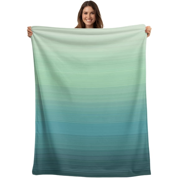 Throw Blanket Ombre Teal Green Blankets and Throws, Gradient Color Sky Blanket for Couch Bed Sofa Chair, Soft Cozy Warm Flannel Fleece Blankets for All Season Home Decor 40x50 Inch