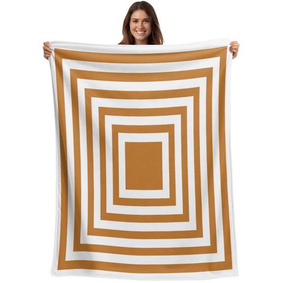 Throw Blanket Orange Concentric Squares Blankets and Throws, Geometric Lines Border Blanket for Couch Bed Sofa Chair, Soft Cozy Warm Flannel Fleece Blankets for All Season Home Decor 30x40 Inch