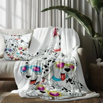 Throw Blanket and Pillowcase Set For 101 Dalmatians Thin Bed Couch Decor Kids Adult Nap Micro Fleece Fuzzy Blankets Bedroom Car All Season Birthday Gifts 30×40 inch