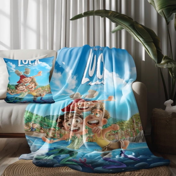 Luca Plush Pillow Case and Throw Blanket Set Present for Kids Girl Boy Women Fan Bedroom Gifts Soft and Lightweight 30×40 inch