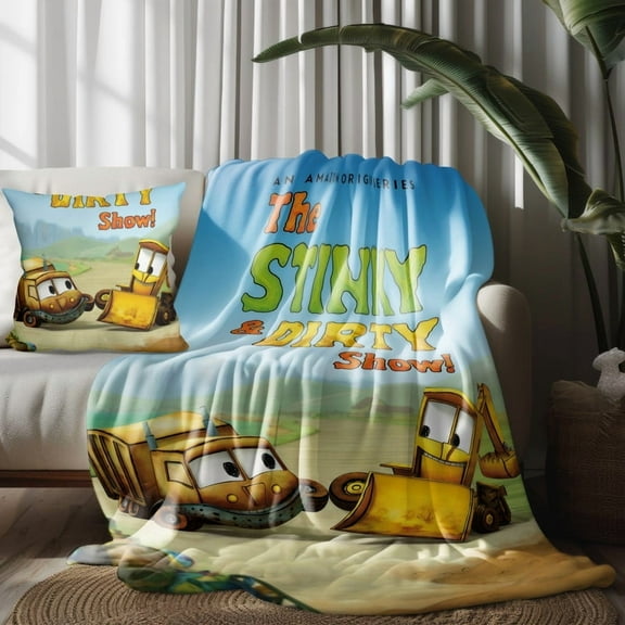 Throw Blanket and Pillowcase Set For Stinky and Dirty Thin Bed Couch Decor Kids Adult Nap Micro Fleece Fuzzy Blankets Bedroom Car All Season Birthday Gifts 30×40 inch