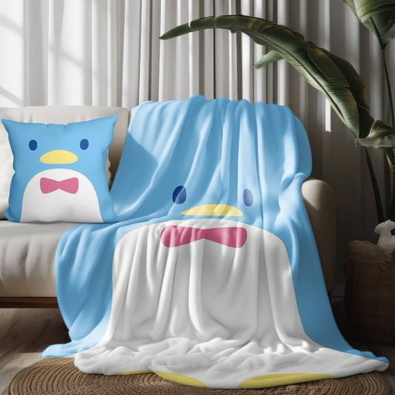 Throw Blanket and Pillowcase Set For Tuxedo Sam Thin Bed Couch Decor Kids Adult Nap Micro Fleece Fuzzy Blankets Bedroom Car All Season Birthday Gifts 40×50 inch