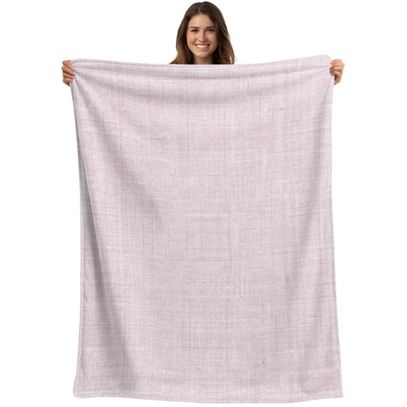 Throw Blanket Pink Linen Fabric Blankets and Throws, Pure Solid Color Blanket for Couch Bed Sofa Chair, Soft Cozy Warm Flannel Fleece Blankets for All Season Home Decor 40x50 Inch