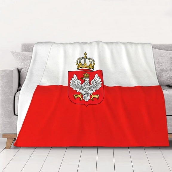 Throw Blanket Polish-Flag Soft Cozy Fleece Flannel Blanket Home Decor for Couch Sofa Bed 50"x40"