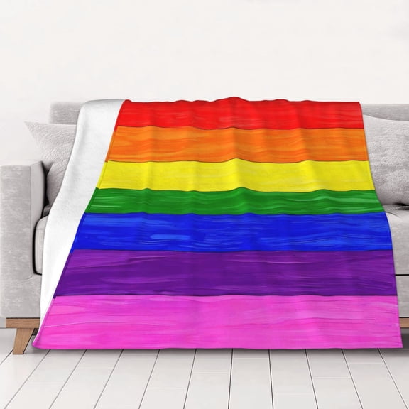 Throw Blanket Pride Rainbow Pattern Soft Cozy Fleece Flannel Blanket Home Decor for Couch Sofa Bed 40"x30"