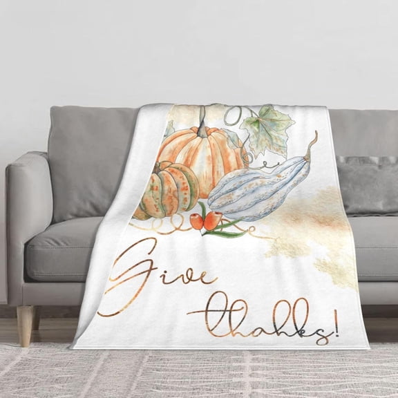 Throw Blanket Pumpkin Thinksgiving Autumn Bed 50 X 60 Inch Soft Lightweight Fluffy Warm for Sofa Couch All Seasons Cozy Cover Quilt