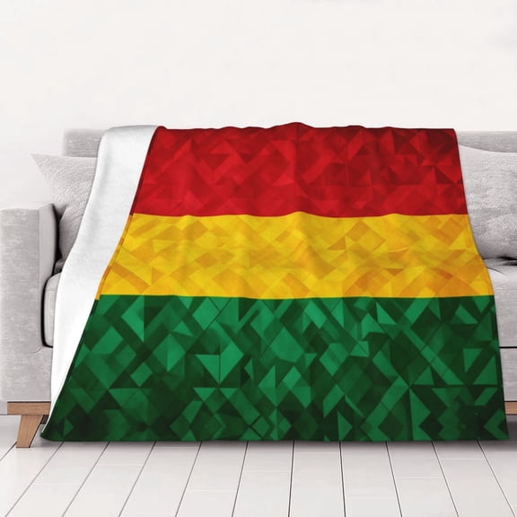 Throw Blanket Retro Reggae-Rastafarian Flag Soft Cozy Fleece Flannel Blanket Home Decor for Couch Sofa Bed 40"x30"