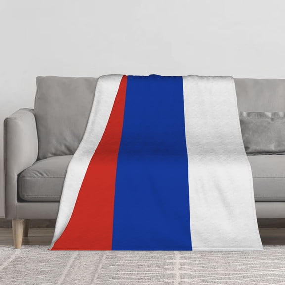 Throw Blanket, Russian flag Blanket, Lightweight Microfiber Fleece Throw for Couch, Sofa, Bed, 60x50inch
