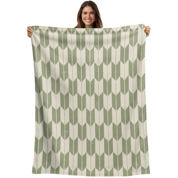 Throw Blanket Sage Arrow Patterns Blankets and Throws, Abstract Geometric Lines Blanket for Couch Bed Sofa Chair, Soft Cozy Warm Flannel Fleece Blankets for All Season Home Decor 50x60 Inch