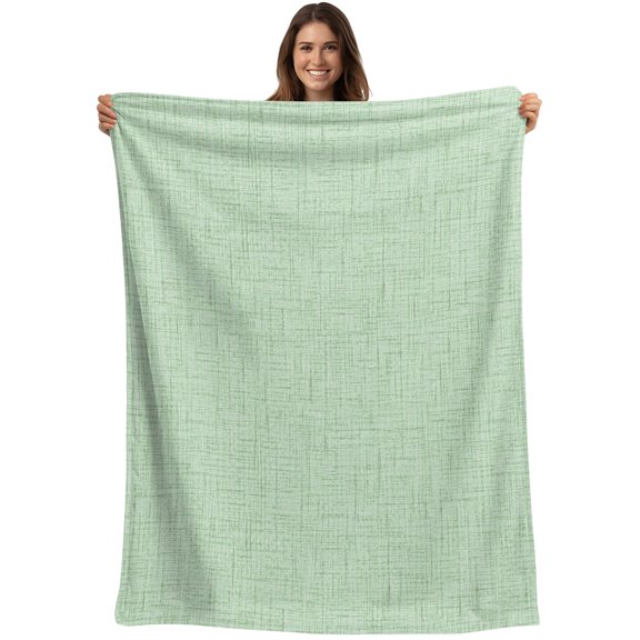 Throw Blanket Sage Green Linen Texture Blankets and Throws, Grain Solid Color Blanket for Couch Bed Sofa Chair, Soft Cozy Warm Flannel Fleece Blankets for All Season Home Decor 30x40 Inch