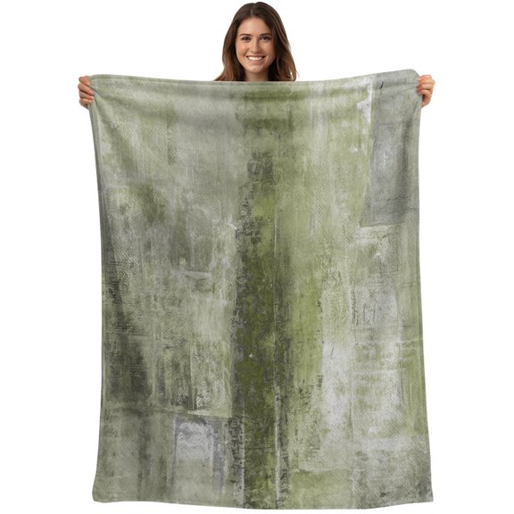 Throw Blanket Sage Green Paint Blankets and Throws, Abstract Art Graffiti Blanket for Couch Bed Sofa Chair, Soft Cozy Warm Flannel Fleece Blankets for All Season Home Decor 40x50 Inch