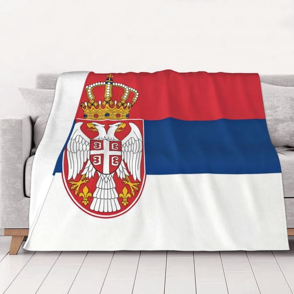 Throw Blanket Serbian Flag Soft Cozy Fleece Flannel Blanket Home Decor for Couch Sofa Bed 80"x60"