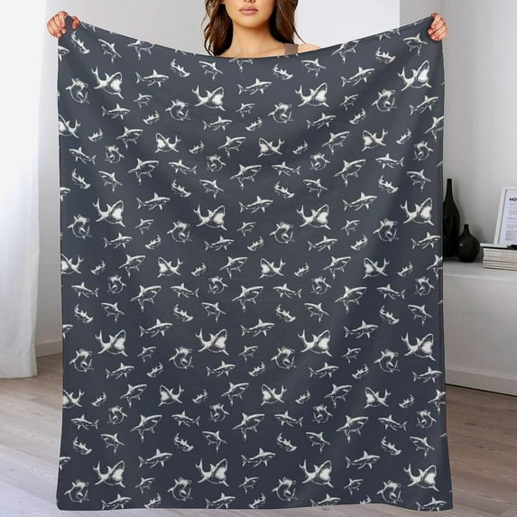 Throw Blanket Shark Blanket for Adult Kid Soft Cozy Warm Fluffy Flannel Bed Blanket for Chair Couch Sofa Home Decor All Season Gifts for Christmas Birthday Anniversary Valentines 50"*60"