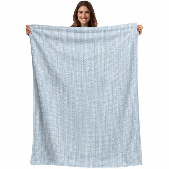 Throw Blanket Sky Blue Linen Weave Texture Blankets and Throws, Solid Color Blanket for Couch Bed Sofa Chair, Soft Cozy Warm Flannel Fleece Blankets for All Season Home Decor 30x40 Inch