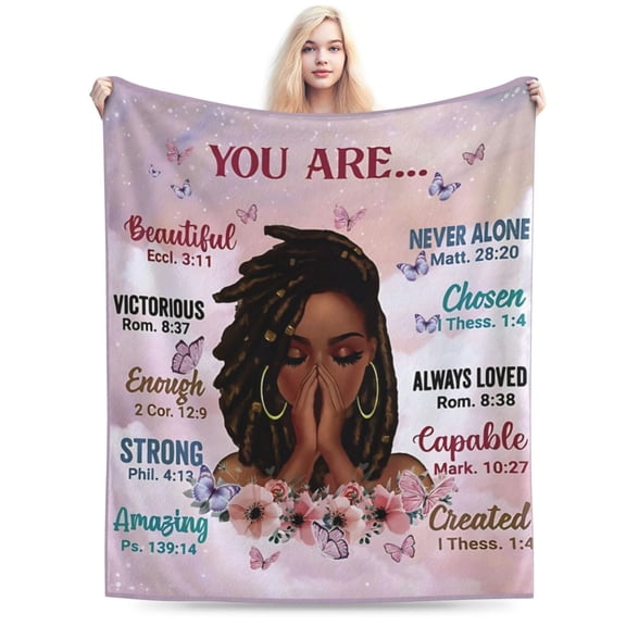 Throw Blanket, Soft Fleece Blanket with Inspirational Positive Thoughts and Quotes for Bedroom 50x40