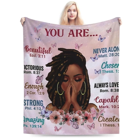 Throw Blanket, Soft Fleece Blanket with Inspirational Positive Thoughts and Quotes for Bedroom 50x40