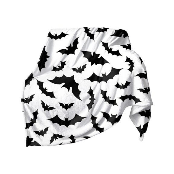 Throw Blanket, Soft Fuzzy Bat Digital Printed Flannel Fleece, 29.5 x 39.4 Inch 1 Pack, Cozy Lightweight Plush Throw for Sofa Couch Bed Travel Halloween Home Decor Nap Time