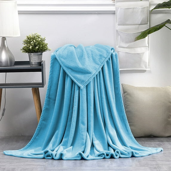 Throw Blanket, Solid Color Flannel Blanket Gift Gift Velvet Conditioning Blanket Casual Cover Blanket Solid Color Blanket, Throw Blanket for Couch(Blue, 59.1x39.4in）