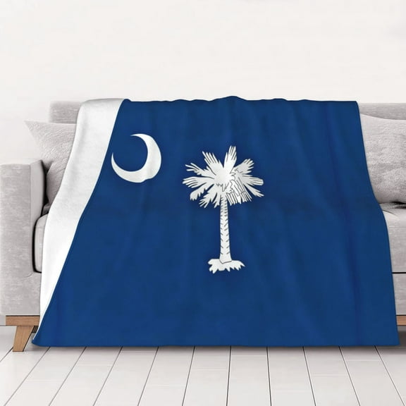 Throw Blanket South Carolina Flag Pattern Soft Cozy Fleece Flannel Blanket Home Decor for Couch Sofa Bed 40"x30"