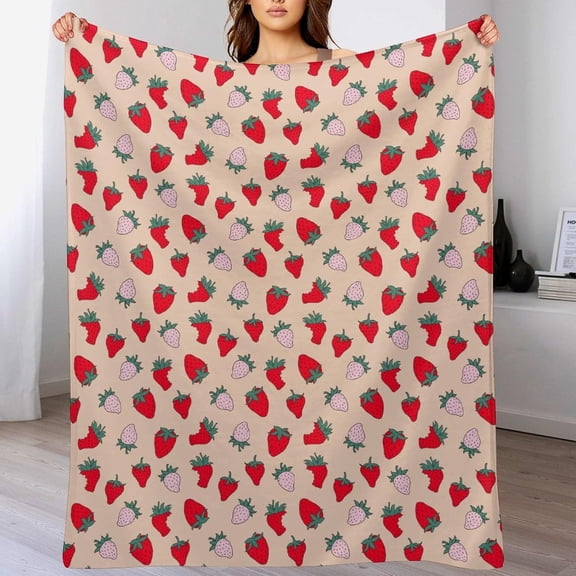 Throw Blanket Strawberry Blanket for Adult Kid Soft Cozy Warm Fluffy Flannel Bed Blanket for Chair Couch Sofa Home Decor All Season Gifts for Christmas Birthday Anniversary Valentines 30"*40"