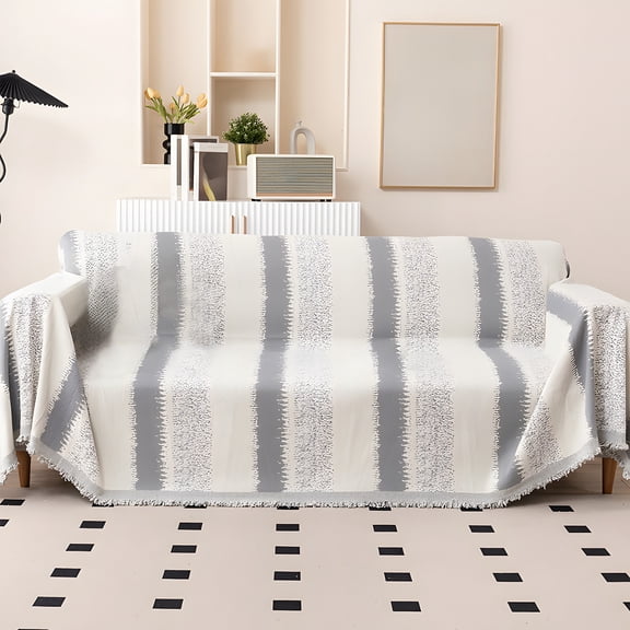 Throw Blanket Striped Sofa Cover,Non-Slip Scratch-Resistant Blanket,Lightweight Polyester Throw,Universal Furniture Protector,Modern Home Decor,Easy to Clean Holiday Gifts