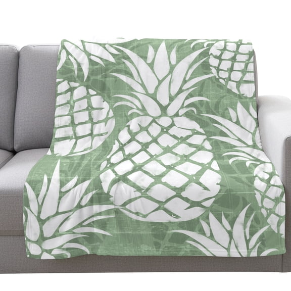Throw Blanket Summer Pineapple Sage Green,Warm Soft Lightweight Flannel Fleece Blankets Farm Fruit Harvest,Microfiber Throws for Bed Sofa Couch Camping All Seasons Use 30x40In