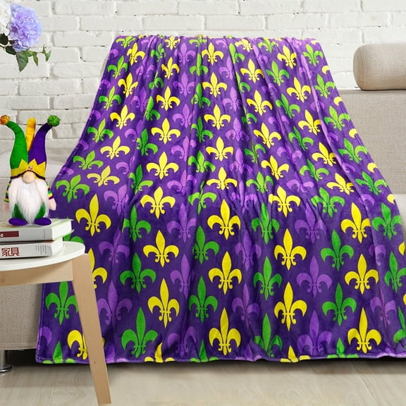 Throw Blanket Super Soft Cozy and Plush for Couch and Chair Mardi Gras Blankets and Throws Carnival Blanket (50" x 60")