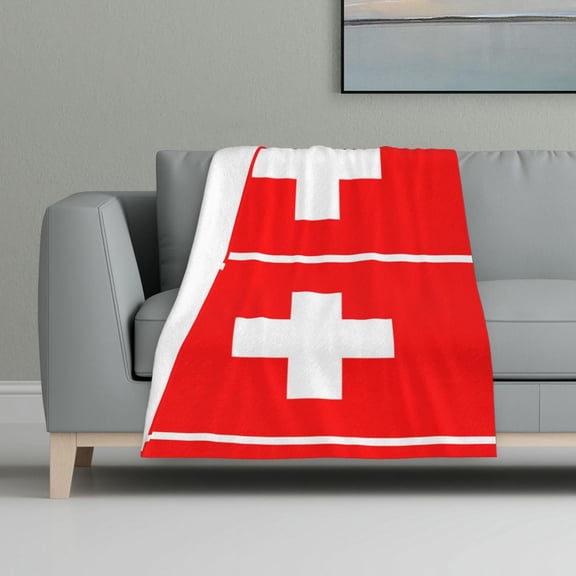 Throw Blanket Swiss Flag Flannel Blanket Soft Throw Blanket For Couch Bed All Seasons (32"X48")