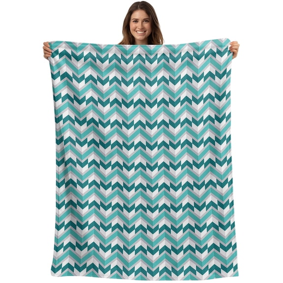 Throw Blanket Teal Abstract Geometric Blankets and Throws, Turquoise Minimalist Blanket for Couch Bed Sofa Chair, Soft Cozy Warm Flannel Fleece Blankets for All Season Home Decor 40x50 Inch