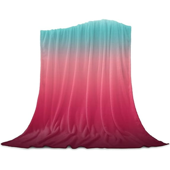 Throw Blanket Teal Green Rose Red Gradient Soft Flannel Blanket Warm Fleece Lap Blanket For Couch, Sofa, Bed Lightweight Bed Blanket 40" x 50"
