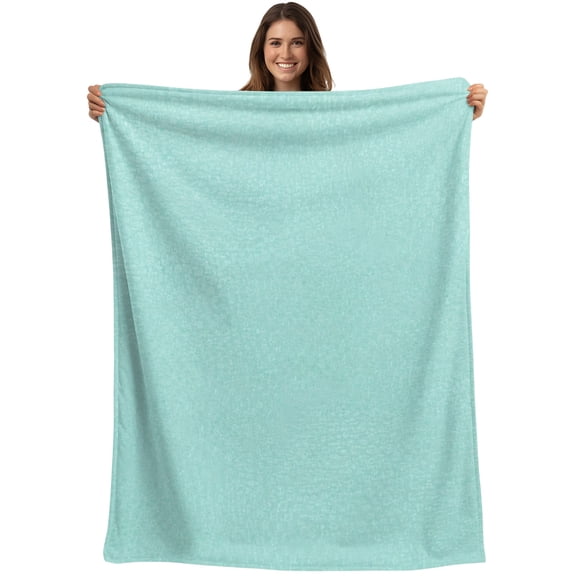 Throw Blanket Turquoise Texture Grain Blankets and Throws, Solid Color Blanket for Couch Bed Sofa Chair, Soft Cozy Warm Flannel Fleece Blankets for All Season Home Decor 30x40 Inch