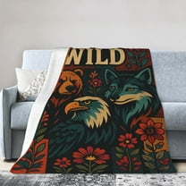 Throw Blanket Ultra Soft Warm Flannel Fleece Deer Bear Wolf Eagle Blanket Hunting Lovers Blankets Lightweight Fuzzy Forest Wild Animal Decor Gifts for Women Men Girls Boys 50x40
