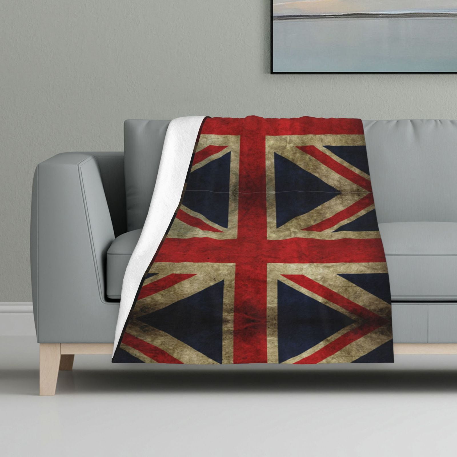 Union Jack Flag Blanket Throw - 69 x 48 USA Made by Pure Country The Flag Collection - Merino Lambswool Throw Blankets - Bronte Moon