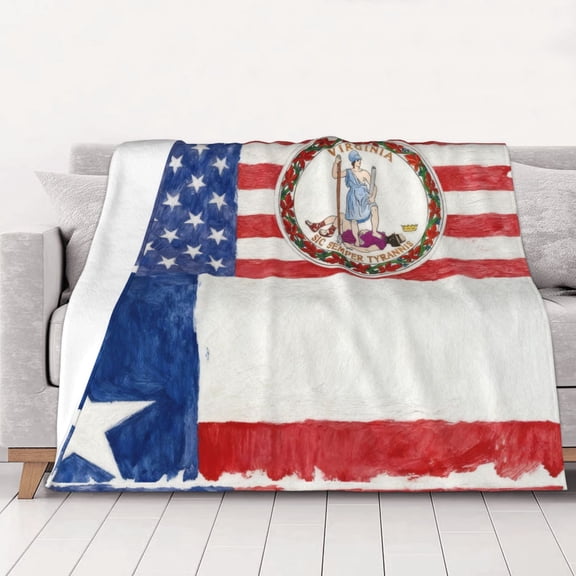 Throw Blanket Virginia Texas Flag Soft Cozy Fleece Flannel Blanket Home Decor for Couch Sofa Bed 40"x30"