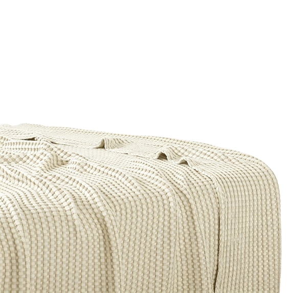 Throw Blanket Waffle Weave Oatmeal Beige Medium for Couch and Bed