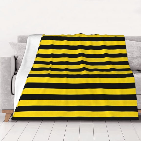 Throw Blanket Yellow-Black-Bee-Stripes Soft Cozy Fleece Flannel Blanket Home Decor for Couch Sofa Bed 60"x50"