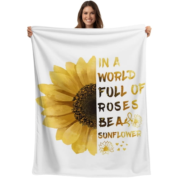 Throw Blanket Yellow Sunflower Blankets and Throws, You Are My Only Sunshine Blanket for Couch Bed Sofa Chair, Soft Cozy Warm Flannel Fleece Blankets for All Season Home Decor 50x60 Inch